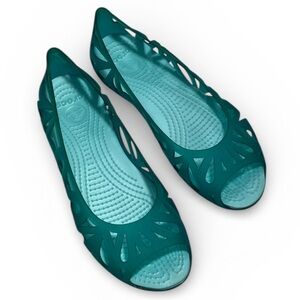 CROCS Adrina Teal Cutout Jelly Flats Women’s 7